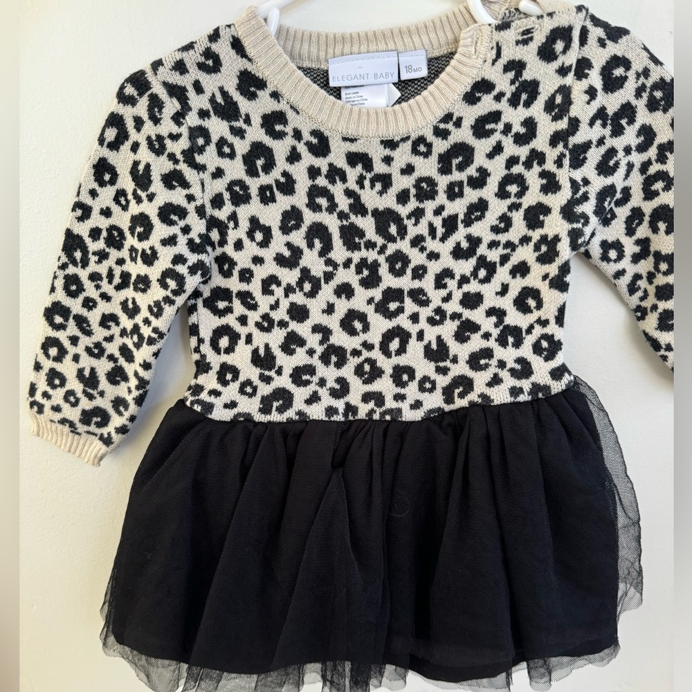 Elegant baby tutu dress EUC, black leopard